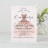Whimsical Diamond Staub Quinceanera Einladung (Stehend Vorderseite)
