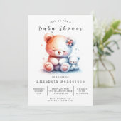 Whimsical Digital Bear Baby Dusche Einladung (Stehend Vorderseite)