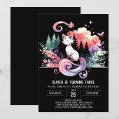 Whimsical Digital Cat Geburtstag Einladung (Vorne/Hinten)