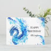 Whimsical Digital Dragon zum Geburtstag Karte (Stehend Vorderseite)