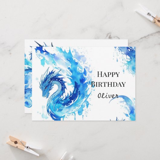 Whimsical Digital Dragon zum Geburtstag Karte (Vorderseite/Rückseite Beispiel)