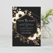 Whimsical Digital Gold und Black Wedding Save The Date (Stehend Vorderseite)