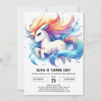 Whimsical Digital Horse zum Geburtstag Einladung