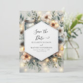Whimsical Digital Mason Jar Wedding Save The Date (Stehend Vorderseite)