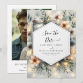 Whimsical Digital Mason Jar Wedding Save The Date (Vorne/Hinten)