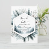 Whimsical Digital Mountain Wedding Save The Date (Stehend Vorderseite)