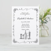 Whimsical Dinner Hochzeit Einladung (Stehend Vorderseite)