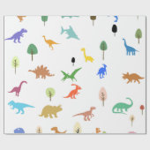 Whimsical Dino Forest Wrapping Paper für Kinder Geschenkpapier (Flach)