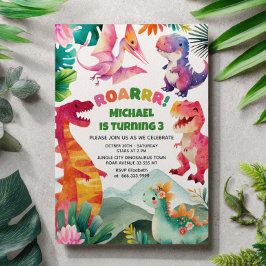 Whimsical Dinosaur Dig Fossil Dino Kindergeburtsta Einladung