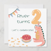 Whimsical Dinosaurier Geburtstag Piñata Alter 2 ne Einladung (Vorderseite)