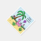 Whimsical Dinosaurier Girl's Birthday Pink Dinosau Serviette (Ecke)