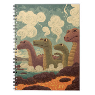 Whimsical Dinosaurier in prähistorischer Szene Notizblock