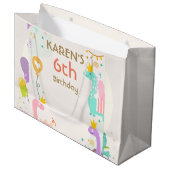 Whimsical Dinosaurier Princess Birthday Große Geschenktüte (Vorderseite Schrägansicht)