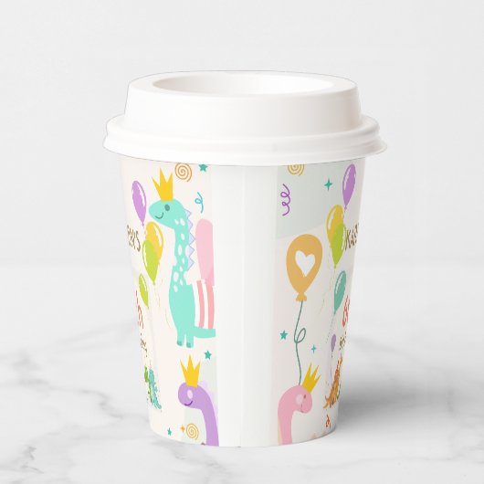 Whimsical Dinosaurier Princess Birthday Pappbecher (Rechts)