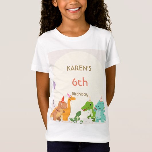 Whimsical Dinosaurier Princess Birthday T-Shirt (Vorderseite)