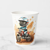 Whimsical Dirt Wheels Motorrad Geburtstag Pappbecher (Vorderseite)