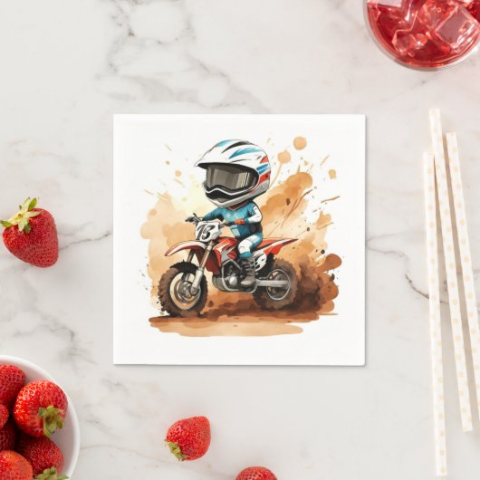 Whimsical Dirt Wheels Motorrad Geburtstag Serviette (Beispiel)