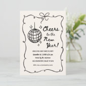 Whimsical Disco Ball New Year's Eve Party Einladung (Stehend Vorderseite)