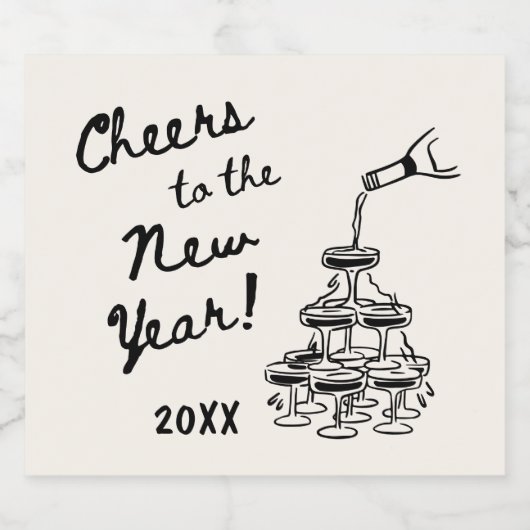 Whimsical Disco Ball New Year's Eve Party Schaumweinetikett (Einzelnes Label)