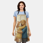 Whimsical Dog and Cat Hug All-Over Print Apron Schürze (Getragen)