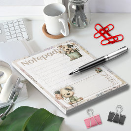 Whimsical Dog Flower Bucket – Pastel Garden Design Notizblock