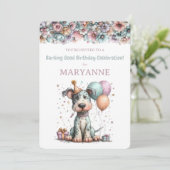 Whimsical Dog Watercolor Birthday Invitation Einladung (Stehend Vorderseite)