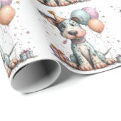 Whimsical Dog Watercolor Birthday Invitation Geschenkpapier (Rolleneckpunkt)