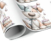 Whimsical Dog Watercolor Birthday Invitation Geschenkpapier (Rolleneckpunkt)