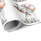 Whimsical Dog Watercolor Birthday Invitation Geschenkpapier (Rolleneckpunkt)