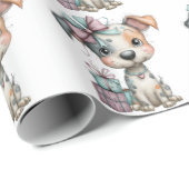 Whimsical Dog Watercolor Birthday Invitation Geschenkpapier (Rolleneckpunkt)