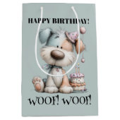 Whimsical Dog Watercolor Birthday Mittlere Geschenktüte (Vorderseite)