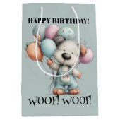 Whimsical Dog Watercolor Birthday Mittlere Geschenktüte (Vorderseite)