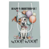 Whimsical Dog Watercolor Birthday Mittlere Geschenktüte (Rückseite)
