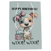 Whimsical Dog Watercolor Birthday Mittlere Geschenktüte (Vorderseite)