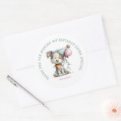 Whimsical Dog Watercolor Birthday Runder Aufkleber (Umschlag)