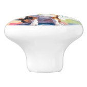 Whimsical Dog with Pastel Balloons Watercolor Keramikknauf (Seitenansicht)