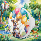 Whimsical Dog with Pastel Balloons Watercolor Keramikknauf