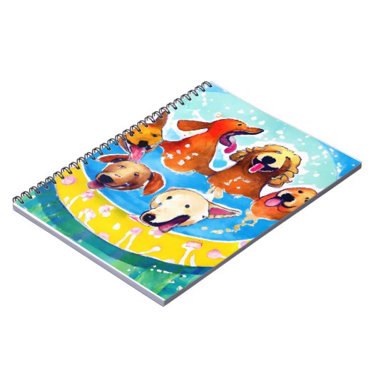 Whimsical Dogs Pool Party Square Poster Notizblock (Linke Seite)