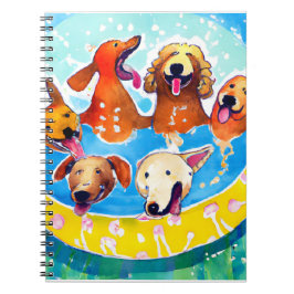 Whimsical Dogs Pool Party Square Poster Notizblock