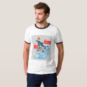 Whimsical Dolphin auf dem Fahrrad Frohe Weihnachte T-Shirt (Vorne ganz)