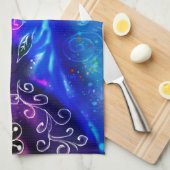 Whimsical Dolphin Blue Aquamarin Coastal Nautic Geschirrtuch (Viertel Falte)