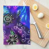 Whimsical Dolphin Blue Aquamarin Coastal Nautic Geschirrtuch (Viertel Falte)