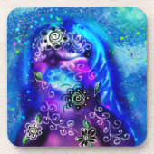 Whimsical Dolphin Blue Aquamarin Coastal Nautic Getränkeuntersetzer (Vorderseite)