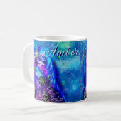 Whimsical Dolphin Blue Aquamarin Coastal Nautic Kaffeetasse (Vorderseite Links)