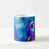 Whimsical Dolphin Blue Aquamarin Coastal Nautic Kaffeetasse (Mittel)