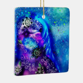 Whimsical Dolphin Blue Aquamarin Coastal Nautic Keramikornament (Rechts)