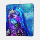 Whimsical Dolphin Blue Aquamarin Coastal Nautic Keramikornament (Links)