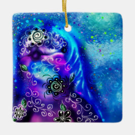 Whimsical Dolphin Blue Aquamarin Coastal Nautic Keramikornament