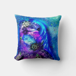 Whimsical Dolphin Blue Aquamarin Coastal Nautic Kissen