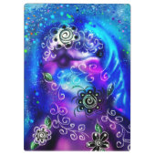 Whimsical Dolphin Blue Aquamarin Coastal Nautic Klemmbrett (Rückseite)